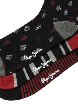Pack 3 Pares de Calcetines Pepe Jeans Xmas Tree negro para hombre
