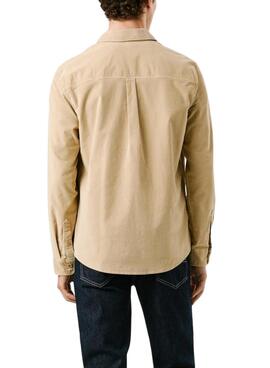 Camisa Pepe Jeans Clayton de pana beige para hombre