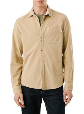 Camisa Pepe Jeans Clayton de pana beige para hombre