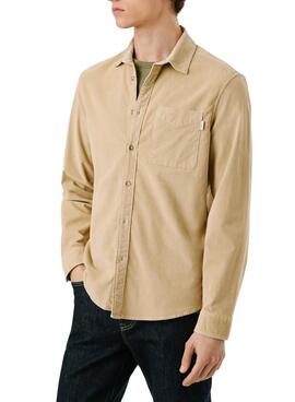 Camisa Pepe Jeans Clayton de pana beige para hombre