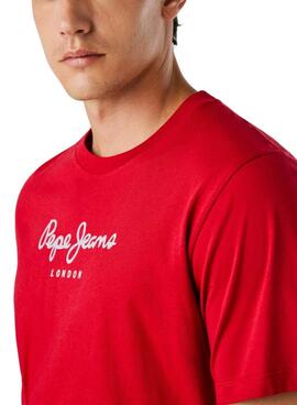 Camiseta Pepe Jeans Eggo rojo logo para hombre
