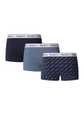 Pack 3 calzoncillos Pepe Jeans Script Logo marino para hombre