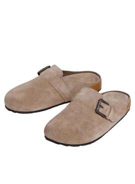 Zuecos Pepe Jeans Corby de ante beige para mujer