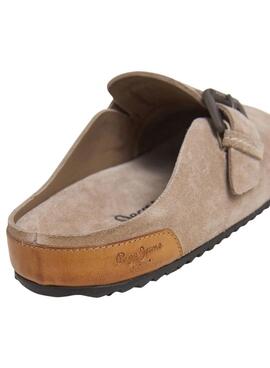 Zuecos Pepe Jeans Corby de ante beige para mujer