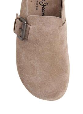 Zuecos Pepe Jeans Corby de ante beige para mujer