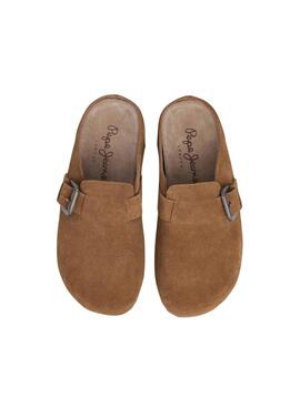 Zuecos Pepe Jeans Corby de ante camel para mujer