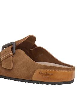 Zuecos Pepe Jeans Corby de ante camel para mujer