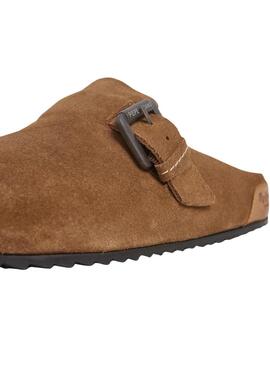 Zuecos Pepe Jeans Corby de ante camel para mujer