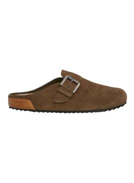 Zuecos Pepe Jeans Corby de ante verde para mujer