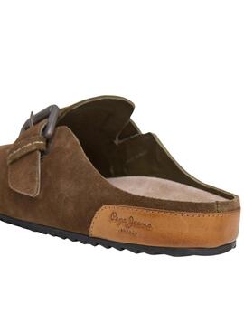 Zuecos Pepe Jeans Corby de ante verde para mujer