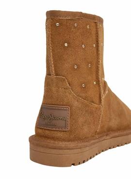 Botines Pepe Jeans Diss West de ante con tachuelas camel para mujer