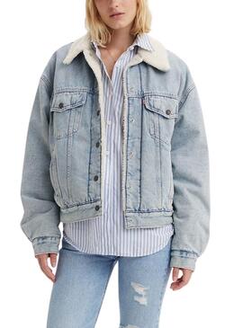 Cazadora vaquera Levis Trucker 90S Sherpa azul para mujer