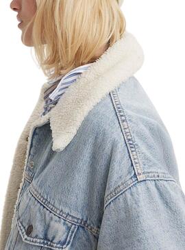 Cazadora vaquera Levis Trucker 90S Sherpa azul para mujer