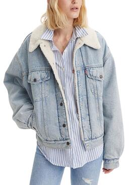 Cazadora vaquera Levis Trucker 90S Sherpa azul para mujer