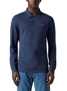 Polo Levis Housemark slim manga larga marino para hombre