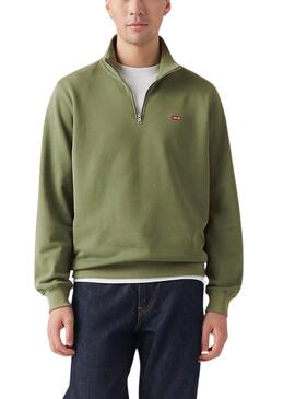 Sudadera Levis Original Housemark media cremallera verde para hombre