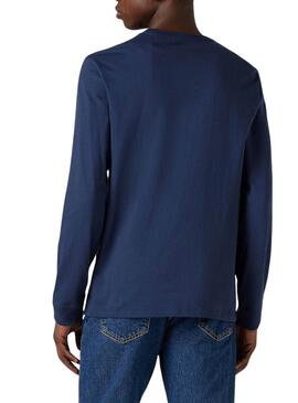 Camiseta Levis Original Housemark azul manga larga para hombre