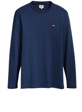 Camiseta Levis Original Housemark azul manga larga para hombre