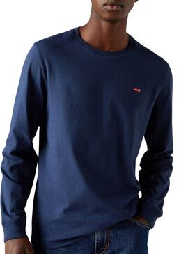 Camiseta Levis Original Housemark azul manga larga para hombre