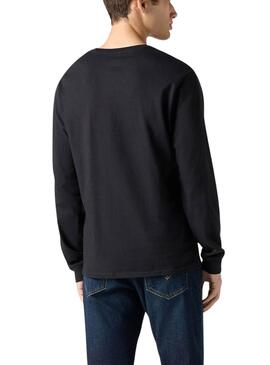 Camiseta Levis Original Housemark negro manga larga para hombre