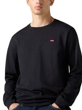 Camiseta Levis Original Housemark negro manga larga para hombre