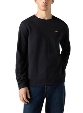 Camiseta Levis Original Housemark negro manga larga para hombre