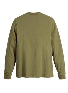 Camiseta Levis Original Housemark verde manga larga para hombre