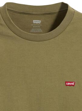 Camiseta Levis Original Housemark verde manga larga para hombre