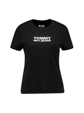 Camiseta Tommy Jeans Corp Logo Negro Mujer