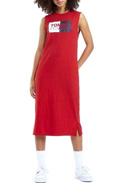 Vestido Tommy Jeans Logo Tank Rojo Mujer