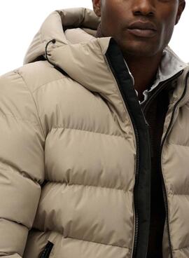 Cazadora acolchada Superdry Hooded Sports Puffer beige para hombre