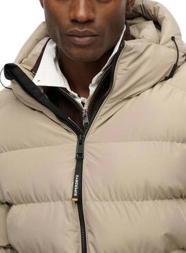Cazadora acolchada Superdry Hooded Sports Puffer beige para hombre