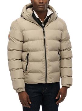 Cazadora acolchada Superdry Hooded Sports Puffer beige para hombre