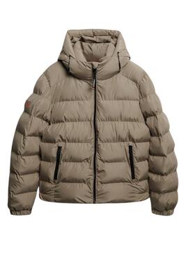 Cazadora acolchada Superdry Hooded Sports Puffer beige para hombre