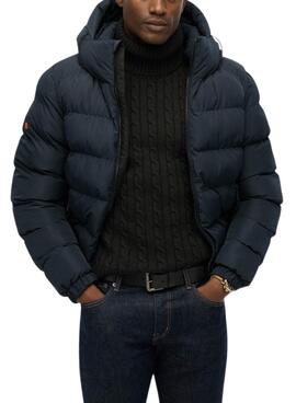 Cazadora acolchada Superdry Hooded Sports Puffer azul marino para hombre
