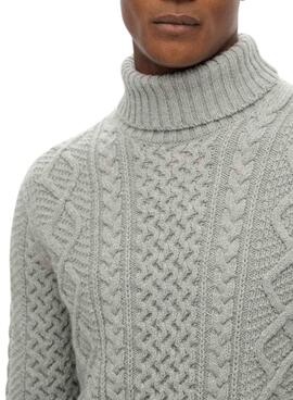 Jersey Superdry Jacob Cable gris para hombre