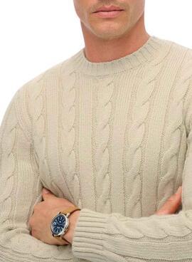 Jersey Superdry  Jacob Cable beige para hombre