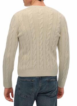 Jersey Superdry  Jacob Cable beige para hombre