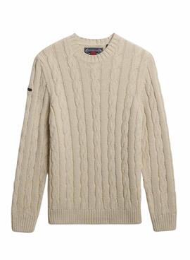 Jersey Superdry  Jacob Cable beige para hombre