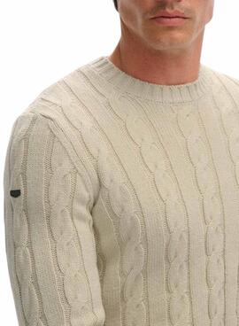 Jersey Superdry  Jacob Cable beige para hombre
