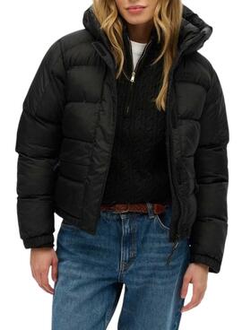 Cazadora acolchada Superdry Hooded 5 Baffle Puffer negro para mujer