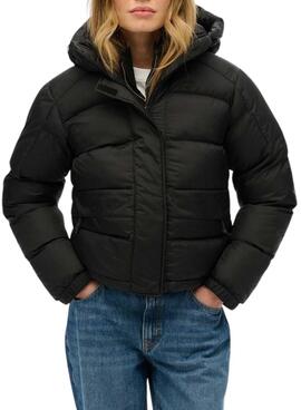 Cazadora acolchada Superdry Hooded 5 Baffle Puffer negro para mujer