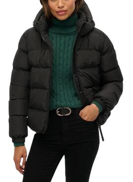 Cazadora acolchada Superdry Hooded Sports Puffer negro para mujer