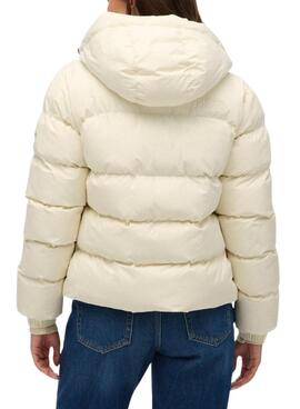 Cazadora acolchada Superdry Hooded Sports Puffer beige para mujer