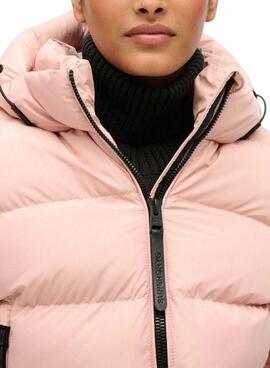 Cazadora acolchada Superdry Hooded Sports Puffer rosa para mujer
