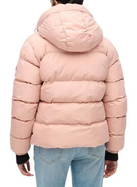Cazadora acolchada Superdry Hooded Sports Puffer rosa para mujer