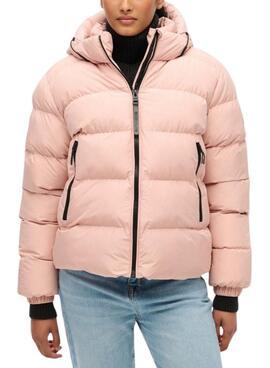 Cazadora acolchada Superdry Hooded Sports Puffer rosa para mujer