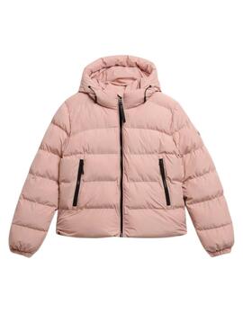 Cazadora acolchada Superdry Hooded Sports Puffer rosa para mujer