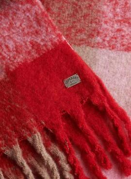 Bufanda Superdry Check Patterned rojo para mujer
