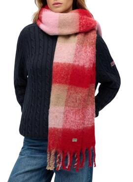 Bufanda Superdry Check Patterned rojo para mujer